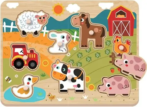Tooky Toy Hi Pando Farm Animals Puzzle Set - ხის  განსავითარებელი სათამაშო