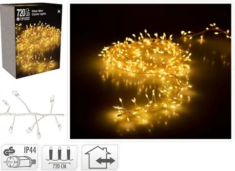 Christmas Silverwire Cluster Lights 720 Led საახალწლო განათებები