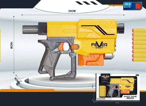 Toy Blaster With Soft Bullet Yellow OT2293 სათამაშო ბლასტერი რბილი ტყვიებით, 2 image