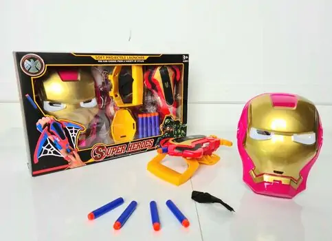 IRON MAN MASK WITH SOFT BULLET LAUNCHER 564-932 MARVEL-ის სუპერგმირი რკინის კაცის ბლასტერი და ნიღაბი, 2 image