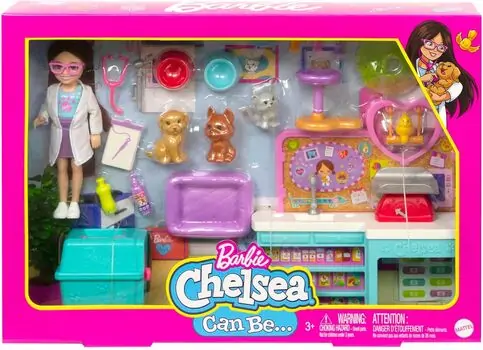 Barbie Chelsea Doll HGT12 Pet Vet Playset  - სათამაშო ბარბი