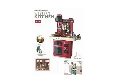Western Kitchen Set Red 858B ფუნქციური საბავშვო სამზარეულო, 16 image