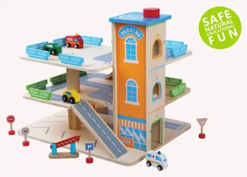 Moni Wooden 3 Storey Garage - ხის სათამაშო პარკინგის სეტი