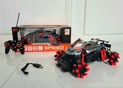 One-button three-door traverse explosion wheel spray remote control car FN632HB-6 საბავშვო დისტანციური მანქანა ნამდვილი ბოლის ეფექტით
