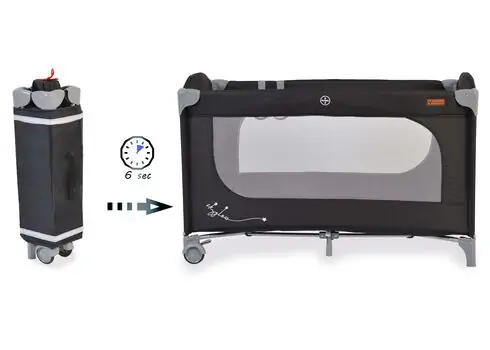 Cangaroo Folding Cot Skyglow 1 Black ერთ დონიანი საწოლ-მანეჟი, 8 image