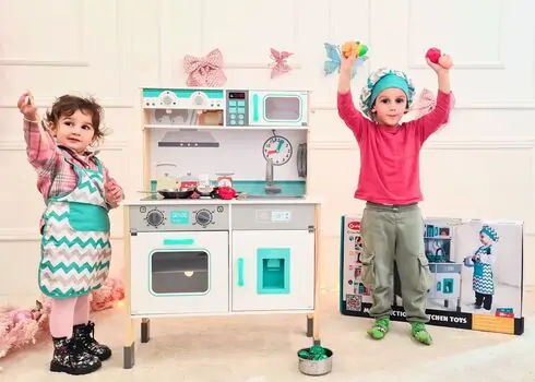 Wooden Multifunctional Kitchen Toy - ხის სათამაშო სამზარეულო, 10 image
