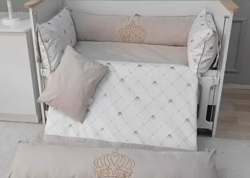 Yuar BabyCrown Bedding set for crib Beige ახალშობილის საწოლის თეთრეული