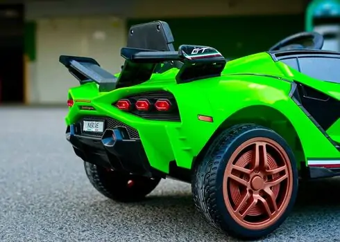 Lamborghini Sport Car Green - ელექტრო მანქანა კაუჩუკის საბურავებით, 3 image