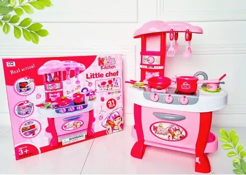 ENTERPRISE Little Chef Kids Kitchen Play Set with Light & Sound Cooking Kitchen Set  008-801 ფუნქციური საბავშვო სამზარეულო