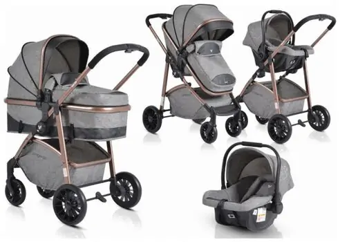 Cangaroo Milan Grey საბავშვო ტრანსფორმერი ეტლის კომპლექტი
