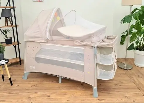 Cangaroo ISLEEP BEIGE ორ დონიანი საწოლ-მანეჟი, 2 image