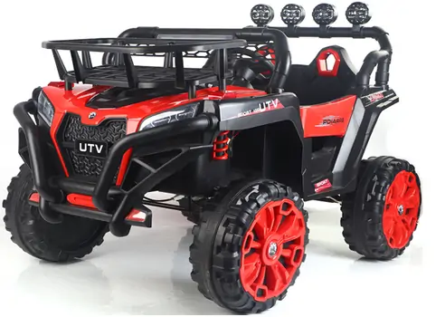 Polaris Off-Road Jeep Red  - ელექტრო მანქანა კაუჩუკის საბურავებით