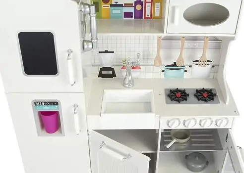 Wooden Play Kitchen Set - საბავშვო თეთრი ხის სამზარეულო, 11 image