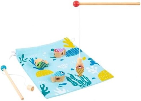 Tooky Toy TH698 ხის თევზაობის/სტაკინგ თამაშის ნაკრები (25 ნაწილი, ლურჯი), 4 image