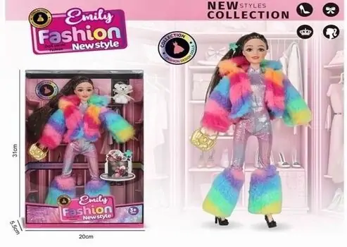 Fashion Doll With Colorful Jacket – სათამაშო თოჯინა ფერადი ქურთუკით