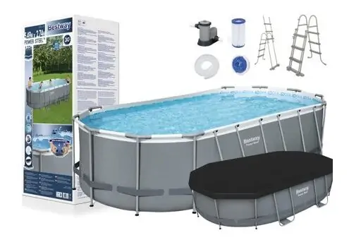 Bestway 56710 Power Steel With Cartridge Filter And Ladder კარკასული აუზი კარტრიჯული ფილტრით და კიბით