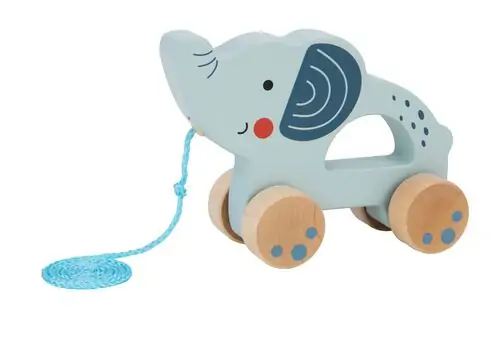 Tooky Toy Pull Along Elephant - ხის განსავითარებელი სათამაშო სპილო, 3 image