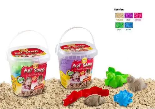 Dede 03397 ART CRAFT 500 GR SAND + 4 PCS 3D MOLD 5 COLOURS ASS კინეტიკური ქვიშა