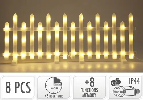 Christmas  Shining Fence 8 PCS With 192 Led საახალწლო მანათობელი ღობე