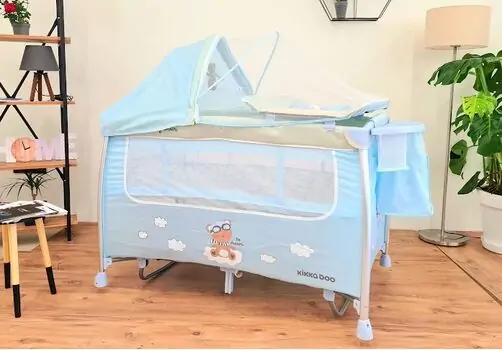 KikkaBoo Dreamy Bear Mint საწოლ-მანეჟი