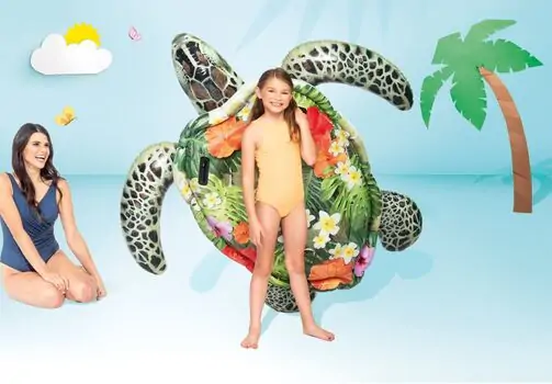 Intex 57555NP Realistic Sea Turtle Ride-On - გასაბერი ლეიბი, 3 image