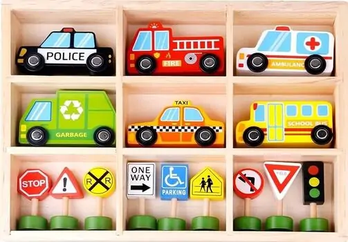 Tooky Toys Wooden Car Set - ხის სათამაშო ნაკრები