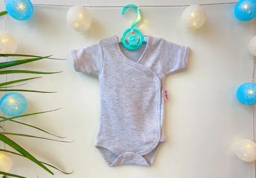 Newborn Baby Bodysuit ATES BABY ჩვილის ბოდე 3186 grey