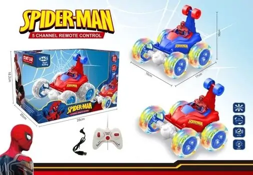 Spider-Man Stunt Car With Figure - საბავშვო სათამაშო მანქანა დისტანციური მართვით