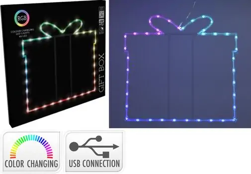 Christmas Gift Box With RGB 40 Led  საახალწლო აქსესუარები განათებით