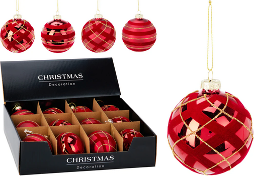 Red Ball With Velvet Hanging Decoration - ნაძვის ხის სათამაშო, 2 image