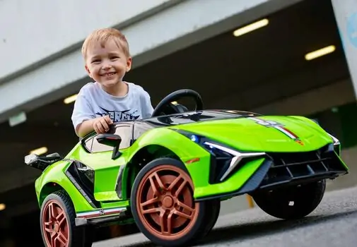 Lamborghini Sport Car Green - ელექტრო მანქანა კაუჩუკის საბურავებით, 4 image