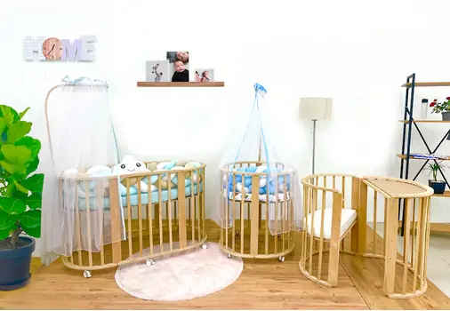 Natural EGGER with Mint Bumper  Set ხის  ტრანსფორმერი საწოლის კომპლექტი