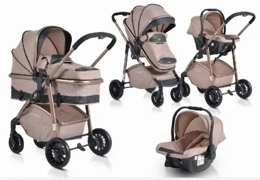 Cangaroo Milan Beige საბავშვო ტრანსფორმერი ეტლის კომპლექტი