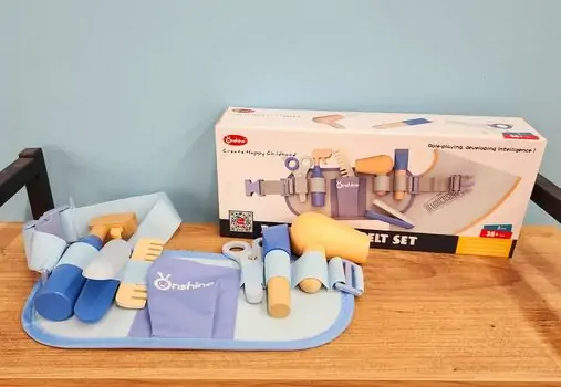 Wooden Toy Barber Tool Belt set - ხის სათამაშო ინსტრუმენტების ქამარი, 3 image