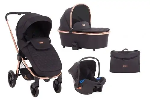 KikkaBoo-ს საბავშვო ეტლის კომპლექტი Stroller 4 in 1 Vicenza Premium Black
