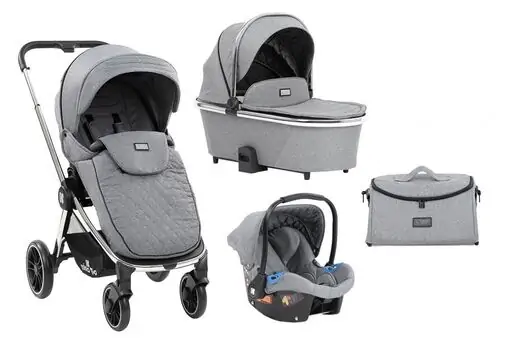 KikkaBoo Vicenza Premium Grey 4in1 საბავშვო ეტლის კომპლექტი