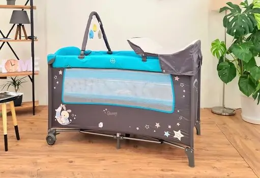 Cangaroo Sleepy Turquoise ორ დონიანი საწოლ-მანეჟი