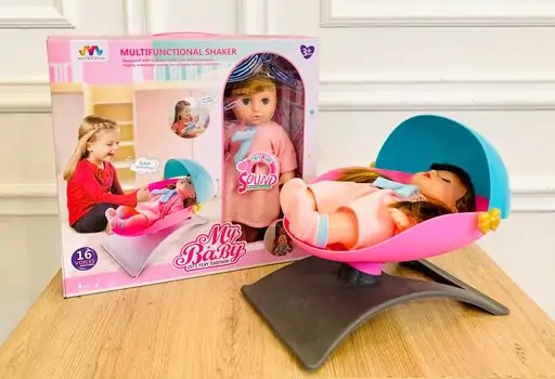 Baby girl with crib თოჯინა საწოლით და აქსესუარებით, 2 image