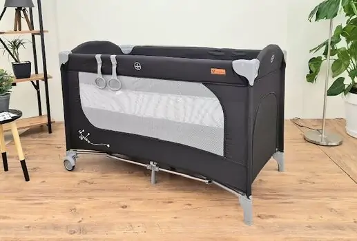 Cangaroo Skyglow 2 Black ორ დონიანი საწოლ-მანეჟი