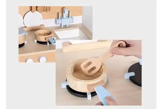 Toy Wooden Kitchen With Accessories - ხის სათამაშო სამზარეულო, 4 image