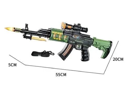 Army Style AK-47 Gun With Light And Sound - სათამაშო თოფი ხმოვანი ფუნქციით და განათებით, 2 image
