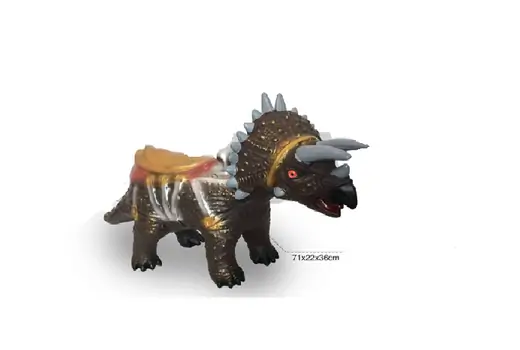 LARGE TOY TRICERATOPS DINOSAUR MODEL WITH IC BROWN HY608 გადასაჯდომი დინოზავრი, 4 image