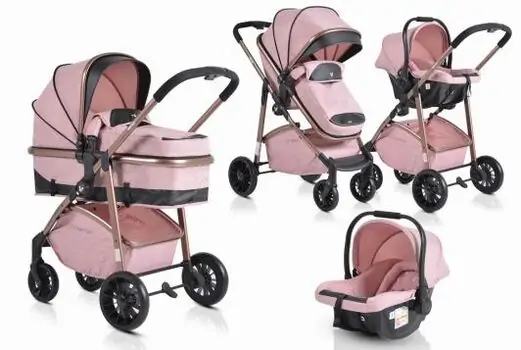 Cangaroo Baby stroller Milan pink საბავშვო ტრანსფორმერი ეტლის კომპლექტი