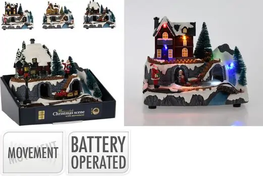 Christmas Scene House With Hill Ride With Led საახალწლო აქსესუარი განათებით, 3 image