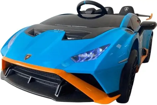 Lamborghini Hurricane Car Blue - ელექტრო მანქანა კაუჩუკის საბურავებით და ტყავის სავარძლით, 4 image
