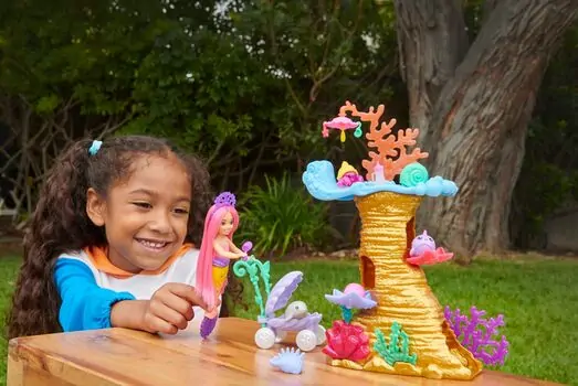 Barbie  Chelsea Mermaid Doll with 4 Pets Playset HHG58 - ბარბის თოჯინა, 6 image
