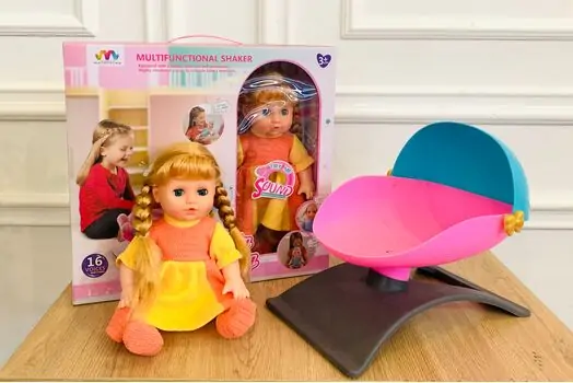 Baby girl  with crib თოჯინა საწოლით და აქსესუარებით