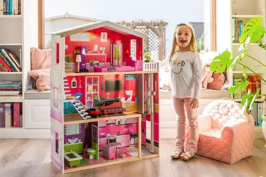 Wooden Doll House with elevator TS006 თოჯინის ხის სამ სართულიანი სახლი ავეჯით, 9 image