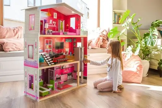 Wooden Doll House with elevator TS006 თოჯინის ხის სამ სართულიანი სახლი ავეჯით, 10 image