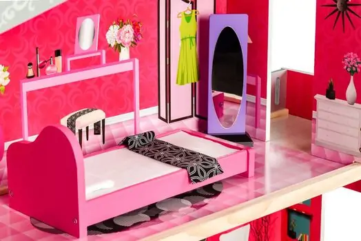 Wooden Doll House with elevator TS006 თოჯინის ხის სამ სართულიანი სახლი ავეჯით, 4 image